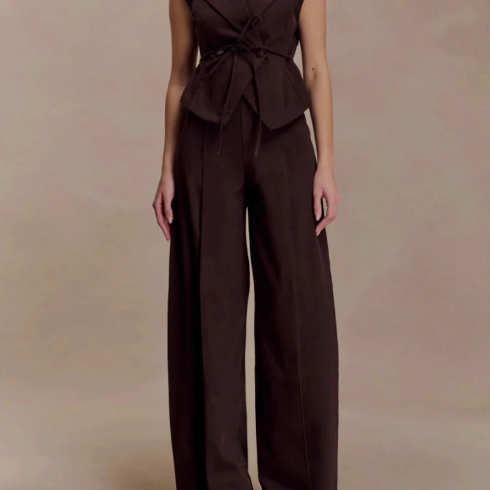Meshki Dark Brown Wide Leg Jeans - Picture 1 of 14